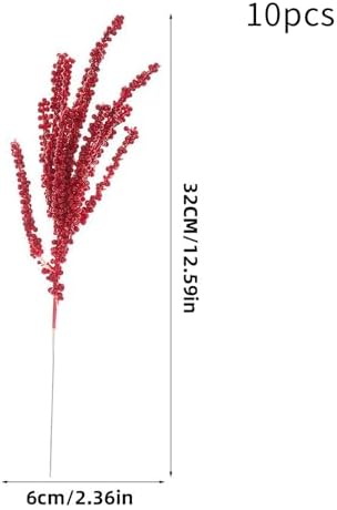 Red Christmas Holly Berry Branches Artificial Fruit Stems