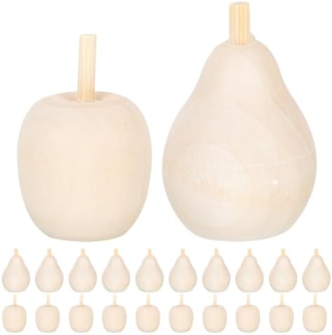 Sewroro 20pcs DIY Wooden Fruit Figurines for Creative Crafts