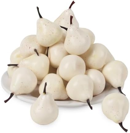 Mini Artificial Pears 30PCS White Decorative Fake Fruit