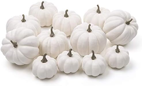 Ogrmar 12 Pack Assorted Artificial Pumpkins White