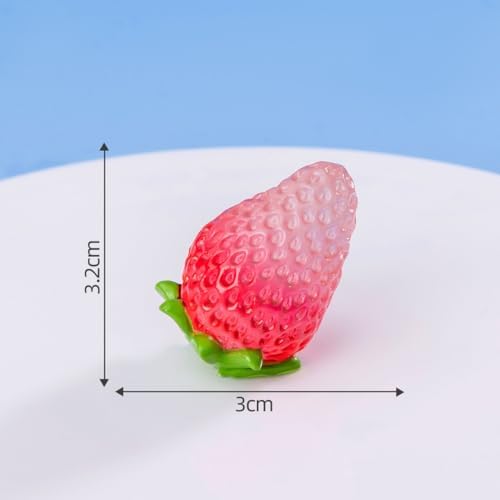 20 Pcs Glow In The Dark Mini Strawberries Resin Decor