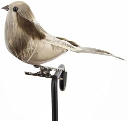 Pokinge 4Pcs Artificial Feather Sparrow Decor