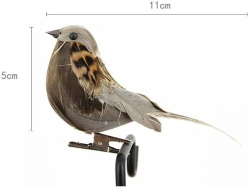 Pokinge 4Pcs Artificial Feather Sparrow Decor