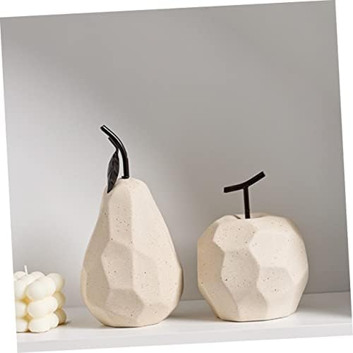 PRETYZOOM Realistic Pear Ceramic Sculpture Desktop Decor