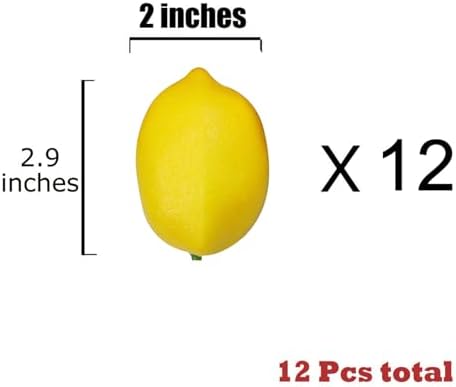 12 Pcs Fake Yellow Lemons Artificial Fruit Decor