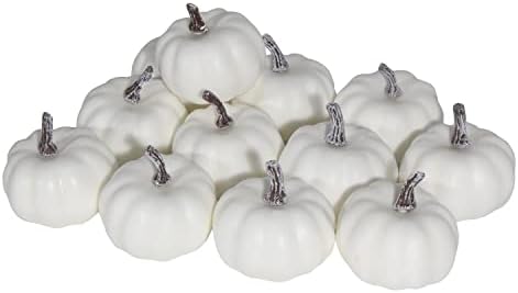 CCINEE 12 Pack Halloween White Artificial Pumpkins