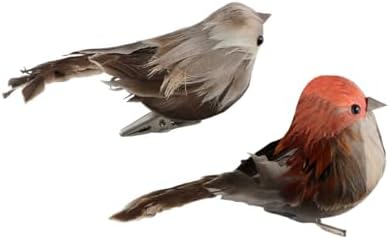 Pokinge 4Pcs Artificial Feather Sparrow Decor