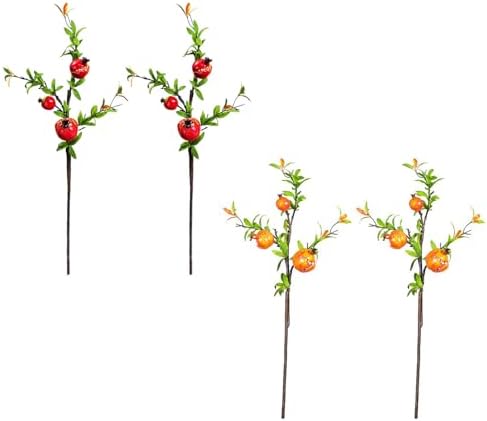 Belupai 2pcs Artificial Pomegranate Branch with Rosehip Berries