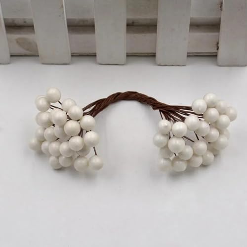 Queenbox 50 Artificial Cherry Berries for Christmas Wedding Decor
