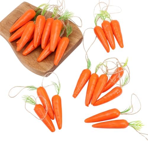 CHGCRAFT 24Pcs Lifelike Carrots with Jute Cord Easter Decor