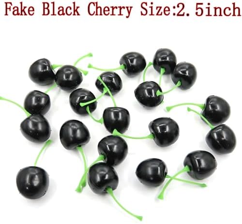 20Pcs Artificial Black Cherry Faux Fruit Decor