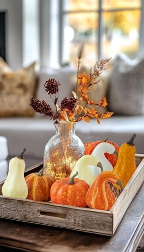 DuHouse 18 Pcs Artificial Mini Pumpkins for Fall Decor