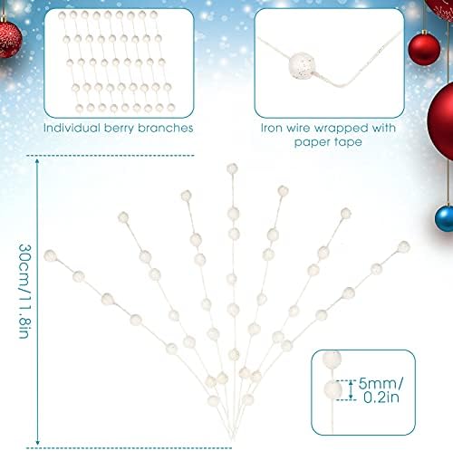 200 Pieces Artificial Christmas Berries - White 138 Inches