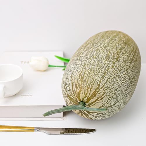 Folmywy Realistic Fake Cantaloupe 12 Inch Decoration