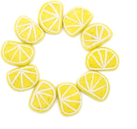 GLACIART ONE Wool Felt Lemon Slices - 10pcs Artificial Decor