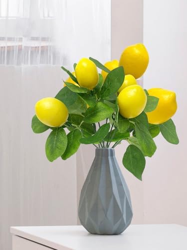 2 Pack Artificial Lemon Branches with 5 Faux Lemons