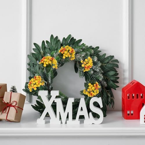 6 Piece Artificial Holly Berry Stems with Reddish-Yellow Berries