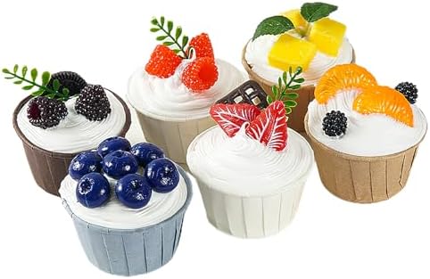 Wnvivi 6 Pack Artificial Cupcakes for Display Decoration