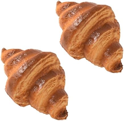 Artificial Croissants 2 Pcs Realistic Bakery Display Props