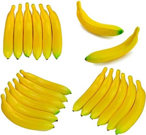 JEDFORE Artificial Yellow Bananas 12pc Lifelike Decoration