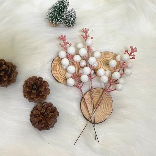 24 Pack Glitter Berry Stems for Christmas Decor