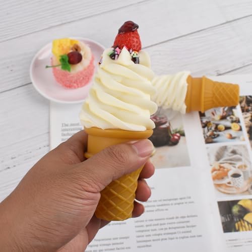 Realistic Fake Ice Cream Cone with Strawberry 2PCS