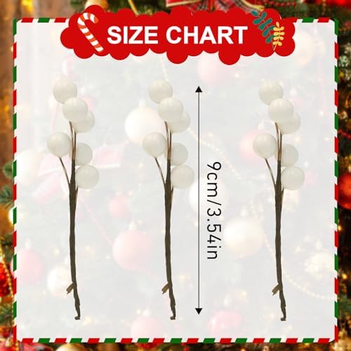 60 Artificial Holly Berries Stems for Christmas Decor