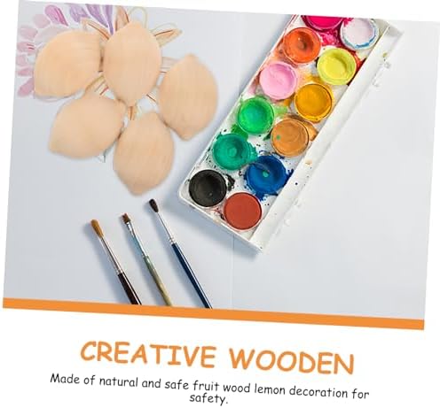 NUOBESTY 5pcs Wooden Lemon Shapes for Painting
