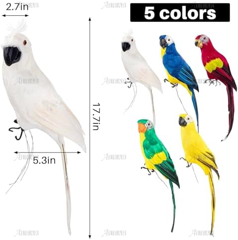 AUEAR 177 Inch White Artificial Parrot Decoration Prop