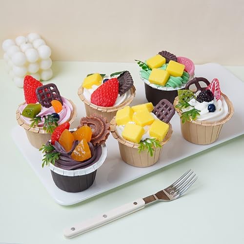 Keebgyy 6PCS Fake Cupcake Model for Display Kitchen Decoration