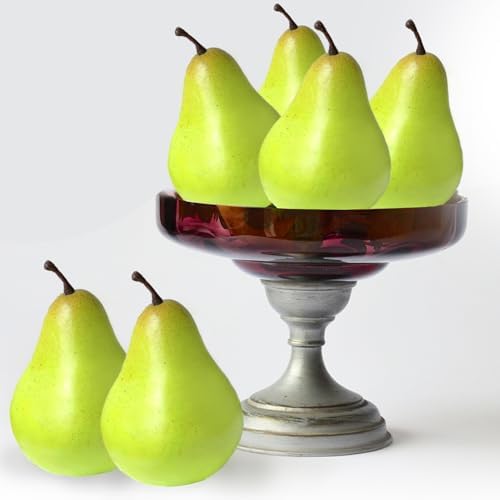 Tuxiaobu Artificial Green Pears 6 Pcs Decor Fruits