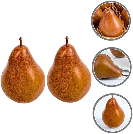 Cabilock 2Pcs Faux Pears Realistic Artificial Fruit Decor