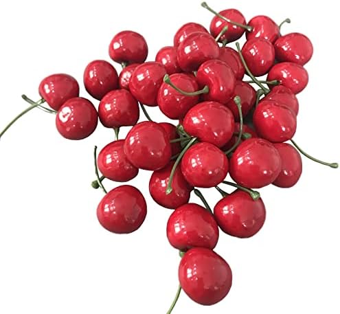 50pcs Artificial Red Cherries Realistic Decoration Props