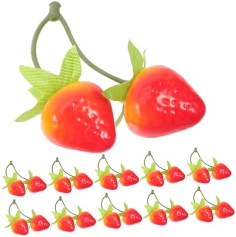 Garneck 20pcs Artificial Strawberry Decorations