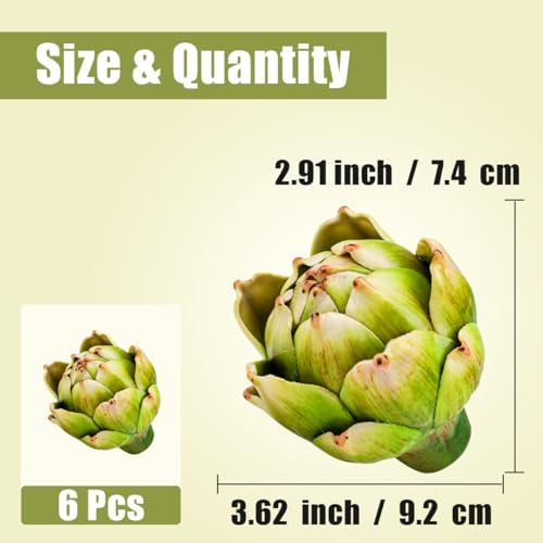 6pcs Realistic Artificial Artichoke Decor Green