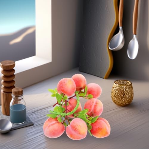 Kichvoe 3pcs Artificial Peach Clusters Hanging Ornament