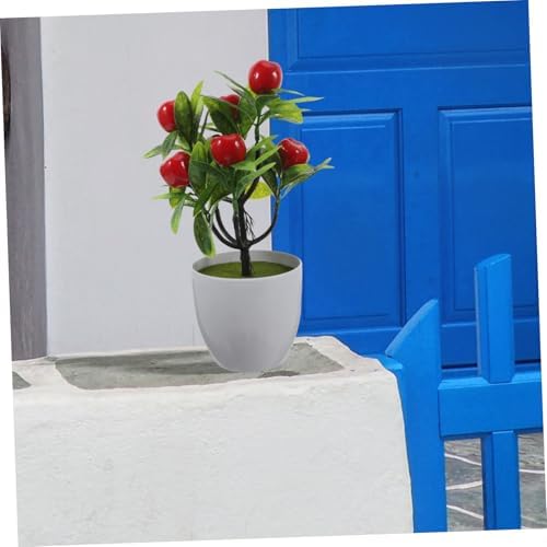 Kisangel Realistic Artificial Strawberry Bonsai Plant Decor