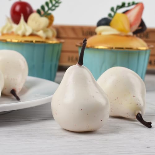 Mini Artificial Pears 30PCS White Decorative Fake Fruit