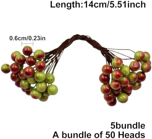 Queenbox 50 Artificial Cherry Berries for Christmas Wedding Decor