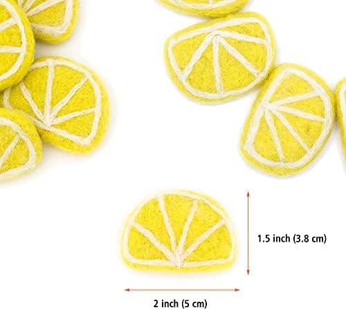 GLACIART ONE Wool Felt Lemon Slices - 10pcs Artificial Decor
