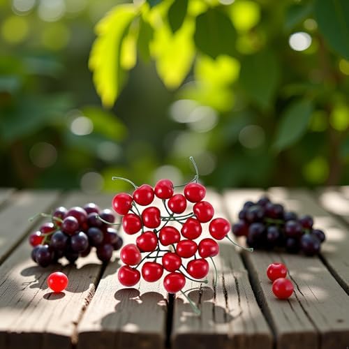 20Pcs Red Artificial Cherries Decor Set