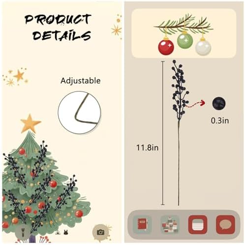 Artificial Black Berries 8 Pack for Christmas Decorations