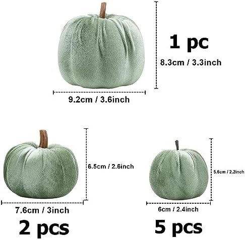 Woration 8pcs Artificial Velvet Fabric Pumpkins Fall Decor