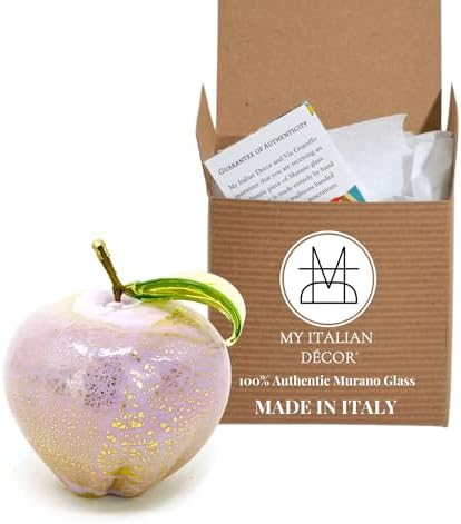 Murano Glass Apple Figurine Decor Pink Opaque 3 Inch