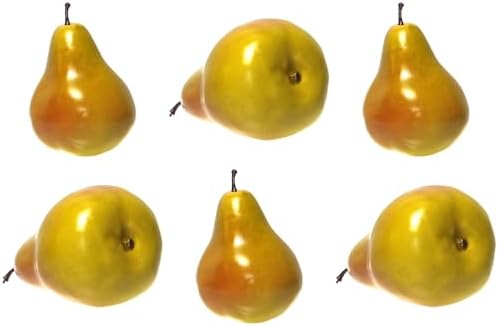 Vasefill Artificial Green Red Plastic Pears 6-Pack
