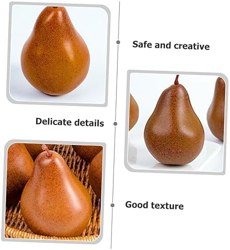 6pcs Faux Pears Decorations Lifelike Artificial Fruit Models for Home Kitchen Office and Restaurant