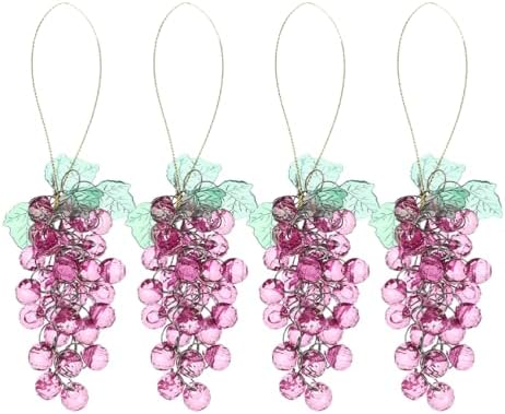 LOGOFUN 4pcs Acrylic Beaded Grape Cluster Decorations