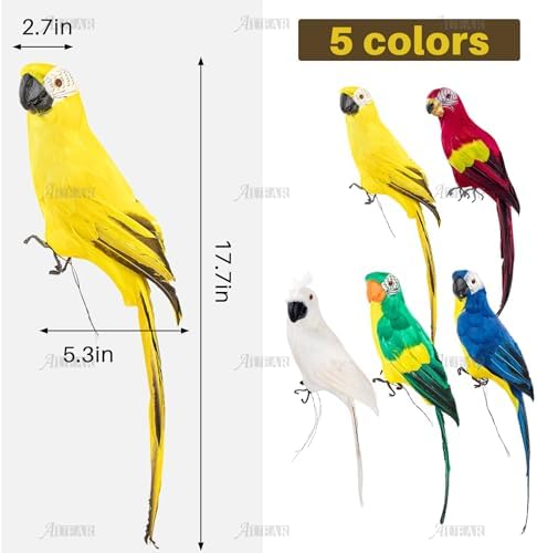 AUEAR 177 Inch Yellow Artificial Parrot Decor