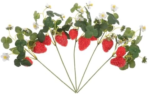GLEAVI 5pcs Artificial Strawberry Plant Decor