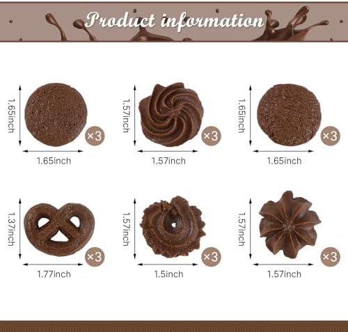 Luckforest Realistic Artificial Chocolate Cookies 18 Pcs Display Set